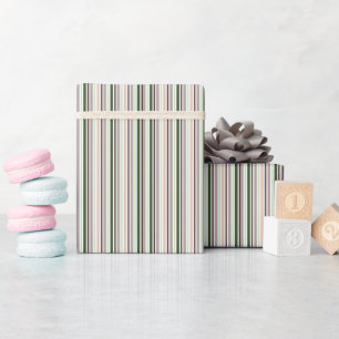 Papel De Presente Listrado Verde Pêssego Bege Marrom