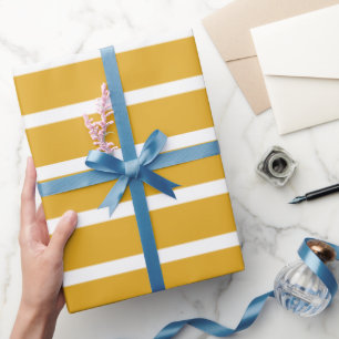 Papel De Presente Listras Amarelas Douradas