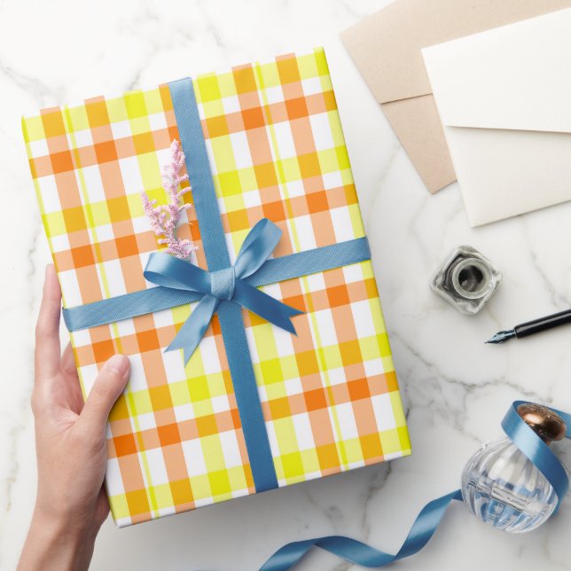 Papel De Presente Listras Amarelas e Laranjas (Presentear)