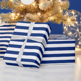 Papel De Presente Listras Azuis e Brancas