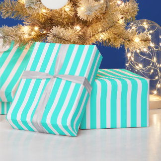 Papel De Presente Listras Azuis e Brancas de Inverno