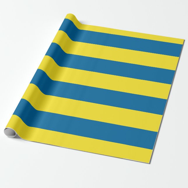 Papel De Presente Listras | Azul e amarelo | Personalizável (Desenrolado)