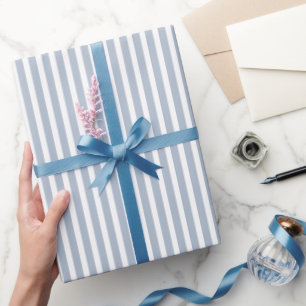 Papel De Presente Listras Brancas Azuis de Aniversário