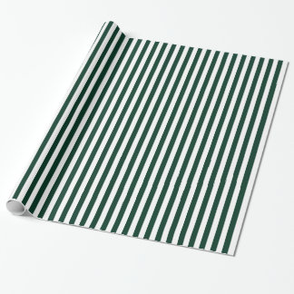 Papel De Presente Listras - brancas e verdes escuro
