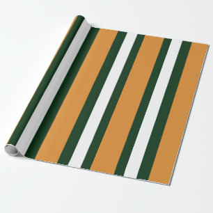Papel De Presente Listras castanhas, verdes e brancas