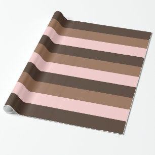 Papel De Presente Listras castanho chocolate e cor-de-rosa toda a