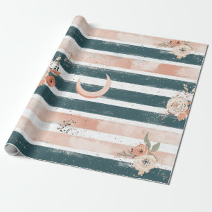 Papel De Presente Listras Celestiais Rústicas Lua Sol Terroso (3)
