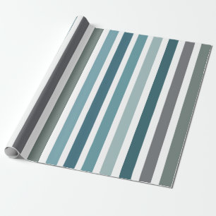 Papel De Presente Listras Cinza Azul