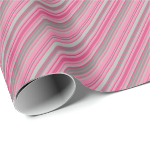 Papel De Presente Listras Cinza Rosa