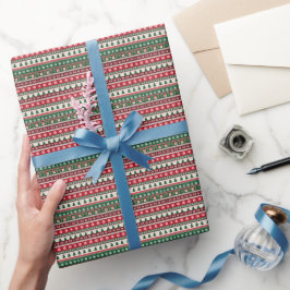Papel De Presente Listras Clássicas de Suéter Feio de Natal
