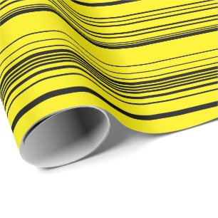 Papel De Presente Listras Complexas em Preto e Amarelo