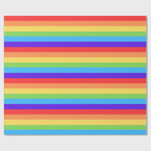 Papel De Presente Listras Cor de Arco-Íris Intensas