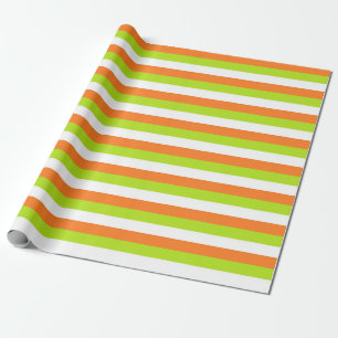 Papel De Presente Listras da laranja, do verde limão e do branco