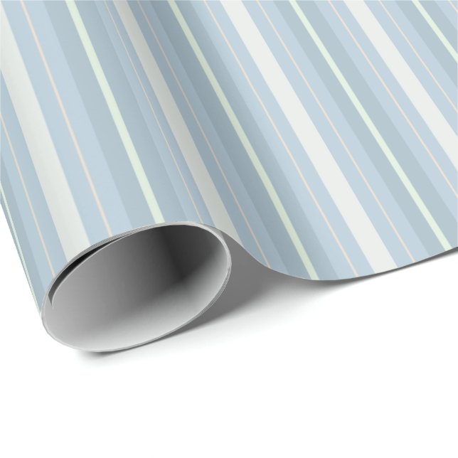 Papel De Presente Listras das Azul-Cinzas (Ponta do rolo)