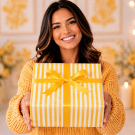 Papel De Presente Listras de Aquarela Amarelo Milho Quente