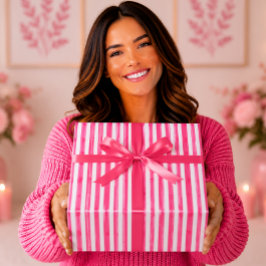Papel De Presente Listras de Aquarela Rosa Magenta Ousado
