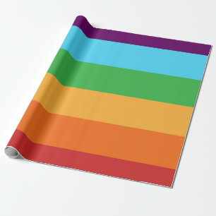 Papel De Presente Listras de Arco-Íris Diversão Bolo de Aniversário