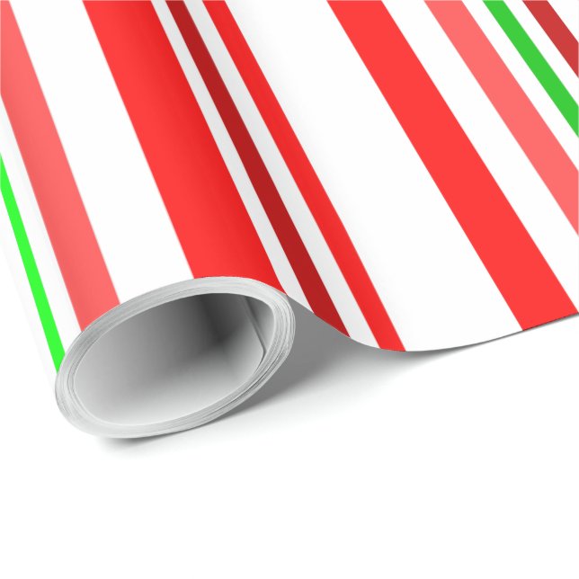 Papel De Presente Listras de Bastão de Doces Vermelho Branco Verde P (Ponta do rolo)