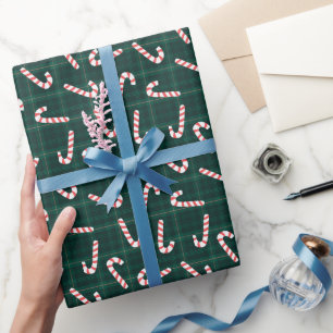 Papel De Presente Listras de Bengalas de Natal Nome Personalizado