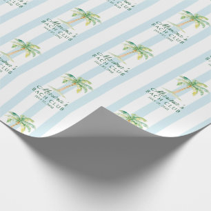 Papel De Presente Listras de Cabana Azul Clube de Bach Palm Despedid