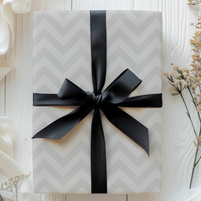 Papel De Presente Listras de Chevron Zigzag Cinza (Criador carregado)
