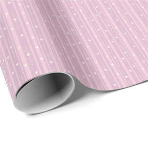 Papel De Presente Listras de Coração Corado Padrão