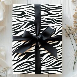 Papel De Presente Listras de Estampa de Zebra Preto e Branco Padrão