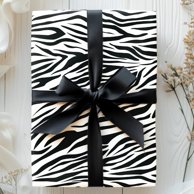 Papel De Presente Listras de Estampa de Zebra Preto e Branco Padrão  (Criador carregado)