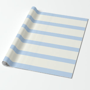 Papel De Presente Listras de Lápis Azuis e Creme