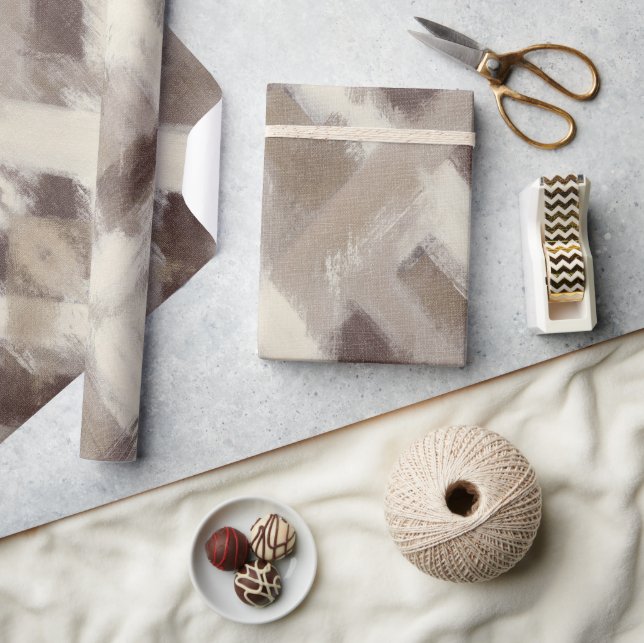 Papel De Presente Listras de Linha Marrom Creme (Artesanato)