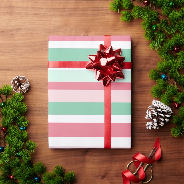 Papel De Presente Listras de Natal (Presente de Natal)