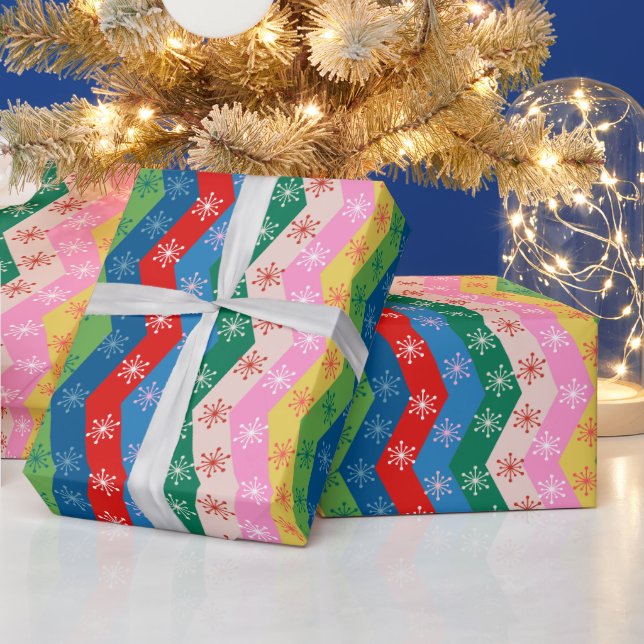 Papel De Presente Listras de Natal estreladas (Feriados)
