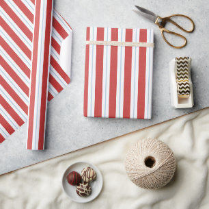 Papel De Presente Listras de Natal Vermelho Branco Azul