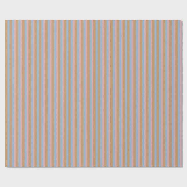 Papel De Presente Listras de Ócre, Rosa e Azul (Aberto)