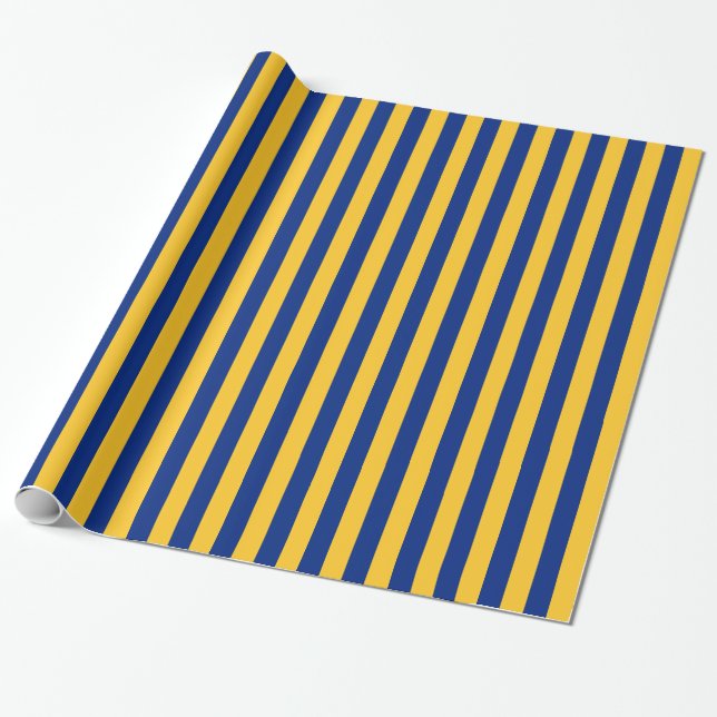 Papel De Presente Listras de papel amarelo e azul (Desenrolado)