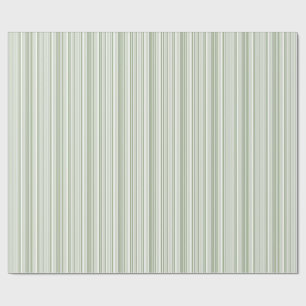Papel De Presente Listras de Sage (claro, médio, escuro) e Branco