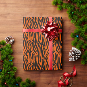 Papel De Presente listras de tigre estampa animal selvagem laranja
