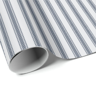Papel De Presente Listras de Tique-taque de Chevron Azul Marinho em