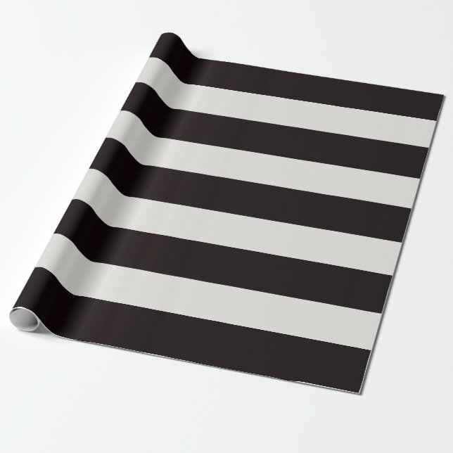 Papel De Presente Listras de toldo preto e branco (Desenrolado)