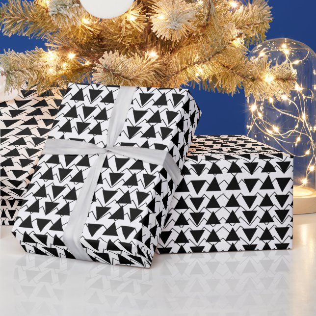 Papel De Presente Listras de Triângulo Preto e Branco (Feriados)
