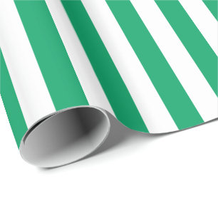 Papel De Presente Listras de Verde Trevo e Branco