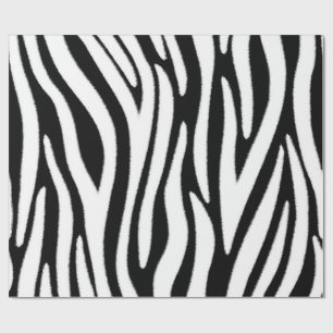 Papel De Presente Listras de Zebra em Efeito de Pelo Preto e Branco