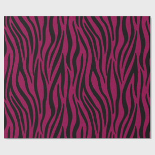 Papel De Presente Listras de Zebra em Impressão Safari Preta e Magen