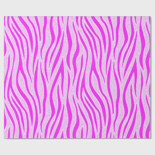 Papel De Presente Listras de Zebra em uma Estampa de Safari Rosa Pó