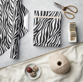 Papel De Presente Listras de Zebra Monocromáticas da Moda