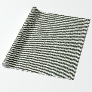 Papel De Presente Listras Desalinhadas Verde Escuro e Branco