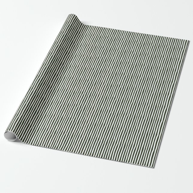 Papel De Presente Listras Desalinhadas Verde Escuro e Branco (Desenrolado)