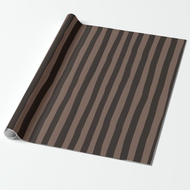 Papel De Presente Listras Desiguais Marrom Café e Marrom Escuro (Desenrolado)
