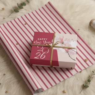 Papel De Presente Listras diagonais elegantes rosa e grená Modernas