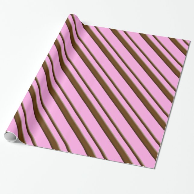 Papel De Presente Listras doces - chocolate a rosa (Desenrolado)